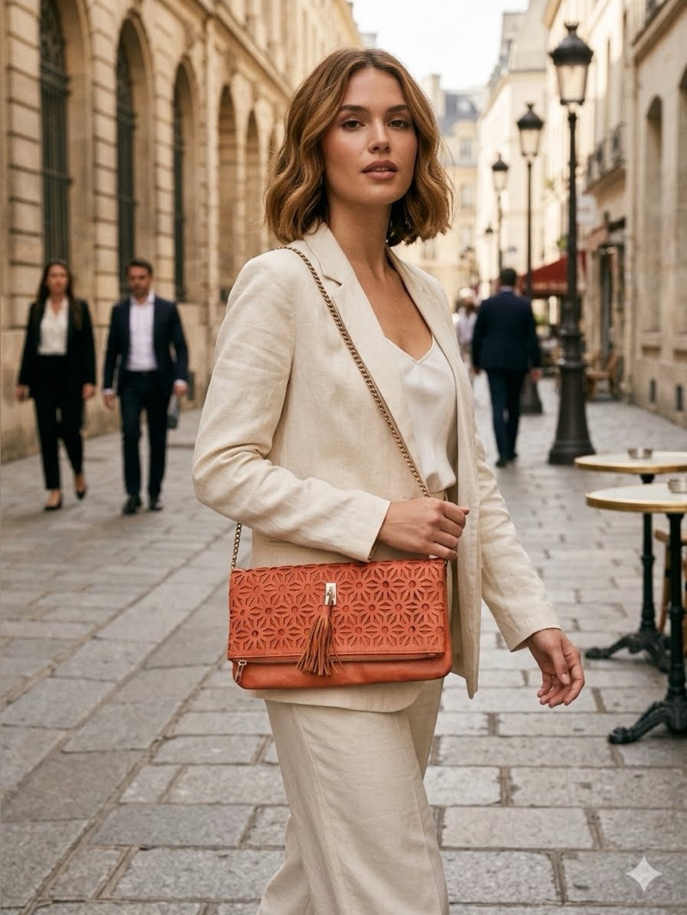 Convertible Bag MMS Burnished Copper Cut-Out Daisy Details Many Ways to Style